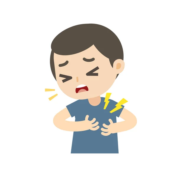 Hombre Teniendo Ataque Corazón Con Dolor Pecho Dibujos Animados Ilustración — Vector de stock