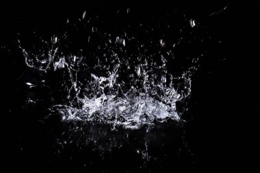 Su sıçraması. Siyah arka planda yalıtma