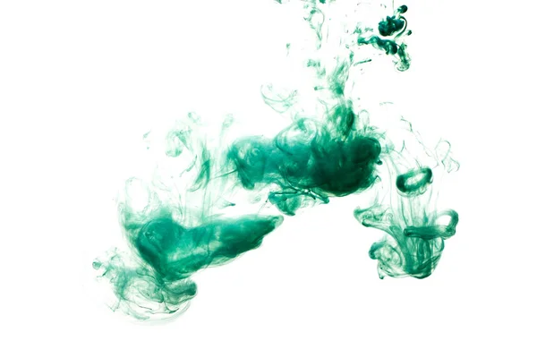 Cloud Green Paint Released Clear Water Isolate White Background — Stock Photo, Image