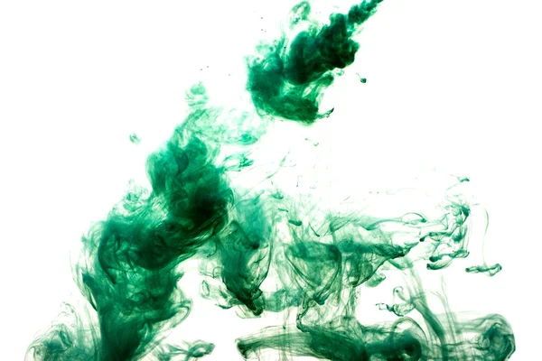 Облако Зеленой Краски Выпущенное Чистую Воду Изолировать Белом Фоне — стоковое фото