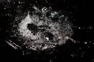 Siyah izole arkaplanda berrak su damlası.