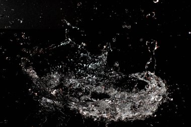 Siyah izole arkaplanda berrak su damlası.