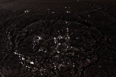 Siyah izole arkaplanda berrak su damlası.