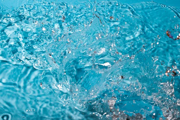 Wasserspritzer Auf Blauem Hintergrund Abstrakte Tapete — Stockfoto