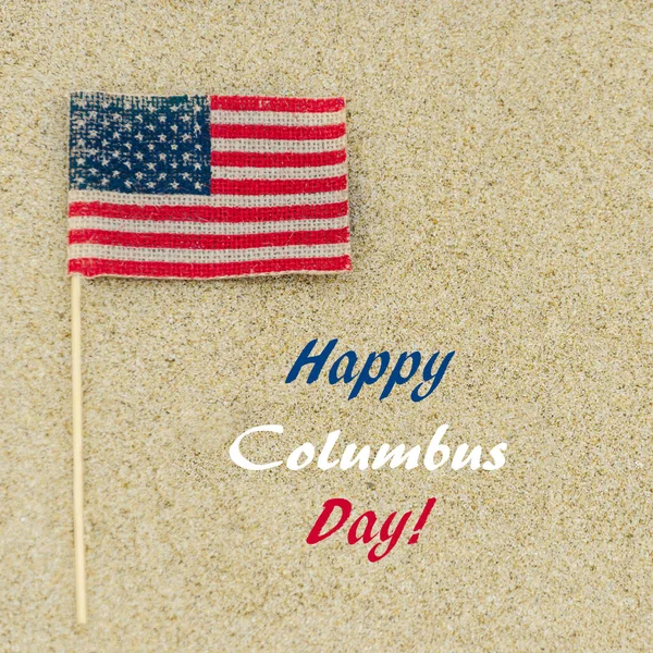 Happy Columbus Day États Unis Fond Sur Plage Sable — Photo