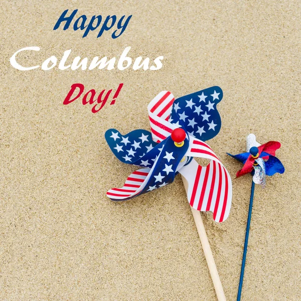 Šťastný Den Columbus Usa Pozadí Písečné Pláži — Stock fotografie