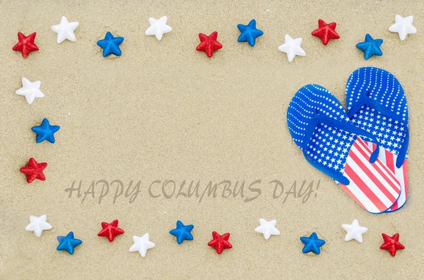 Buon Columbus Day Usa Sfondo Sulla Spiaggia Sabbia — Foto Stock