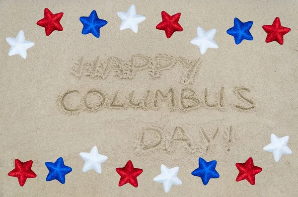 Šťastný Den Columbus Usa Pozadí Písečné Pláži — Stock fotografie