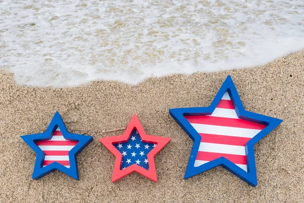 Patriotic USA background on the sandy beach — Stock Photo, Image