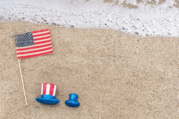 Patriótico EUA fundo na praia de areia — Fotografia de Stock