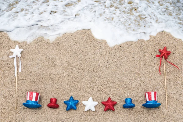 Patriótico EUA fundo na praia de areia — Fotografia de Stock