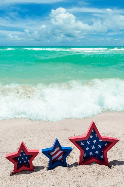 Patriotic USA background on the sandy beach