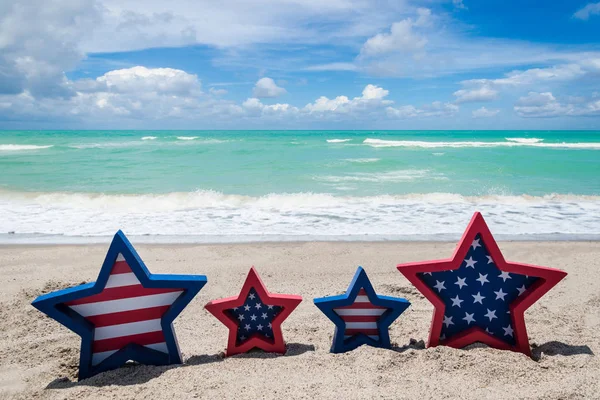 Patriotic USA background on the sandy beach