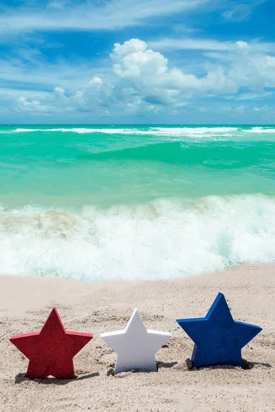 Patriotic USA background on the sandy beach — Stock Photo, Image