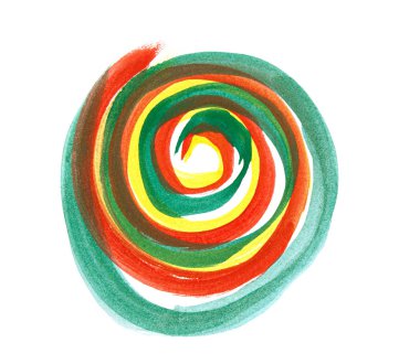 Beyaz arkaplanda resim çizilmiş sarmal suluboya.