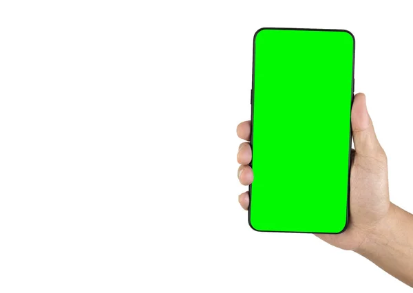 Gros plan du smartphone à main isolé sur fond blanc — Photo