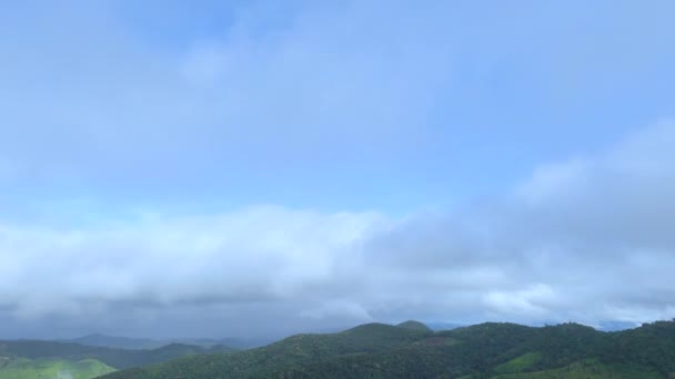 Tid Förflutit Vacker Blå Himmel Med Moln Bakgrund Morgonen Bergen — Stockvideo