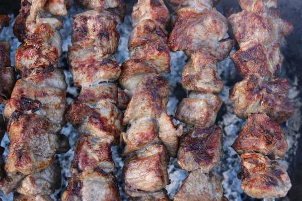 Grill Sertéshús Tűz — Stock Fotó