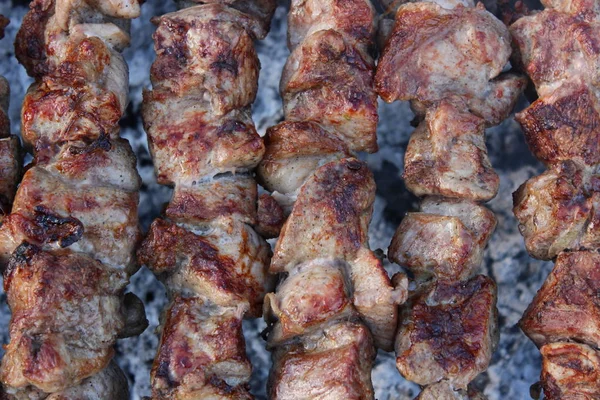 Grill Sertéshús Tűz — Stock Fotó