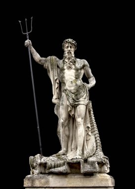 Neptün'ün su Roma tanrısı heykeli. Yunan mitolojisinde Poseidon
