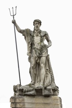 Neptün'ün su Roma tanrısı heykeli. Yunan mitolojisinde Poseidon