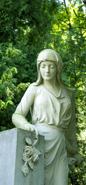 圣母玛利亚雕塑在公墓 — 图库照片