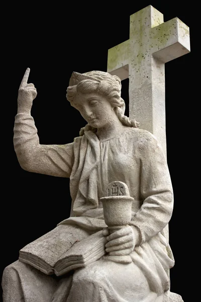 Die Statue Einer Frau Mit Einem Buch Und Einer Tasse — Stockfoto