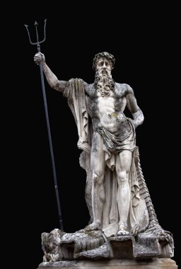 Neptün'ün su Roma tanrısı heykeli. Yunan mitolojisinde Poseidon