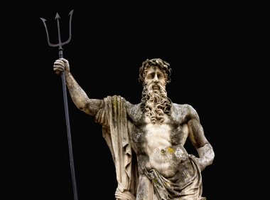 Neptün'ün su Roma tanrısı heykeli. Yunan mitolojisinde Poseidon