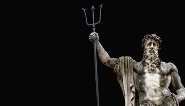 Neptün'ün su Roma tanrısı heykeli. Yunan mitolojisinde Poseidon