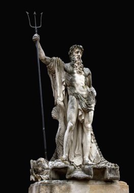 Neptün'ün su Roma tanrısı heykeli. Yunan mitolojisinde Poseidon