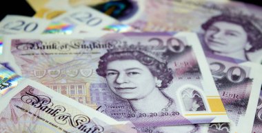 İngiliz poundu yakın plan. Büyük Britanya 'nın ulusal para birimi