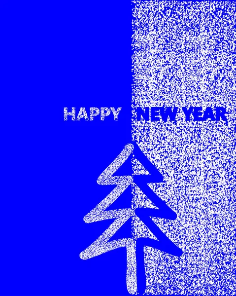 Tarjeta Año Nuevo Árbol Navidad Texto Textura Nevada Vector — Archivo Imágenes Vectoriales