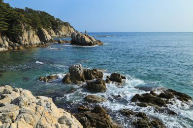 Güzel deniz manzarası. Primorye sahili, Rusya / Gamow Yarımadası