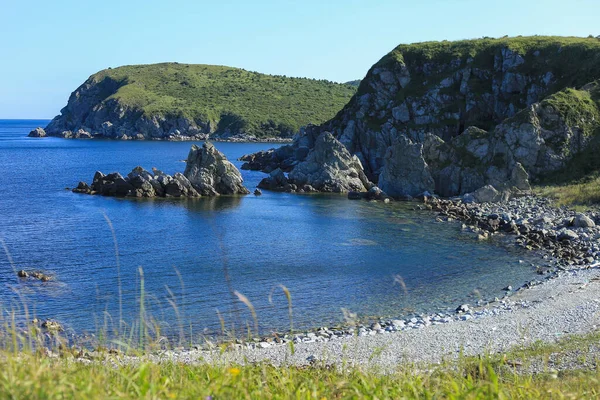 Güzel deniz manzarası, Uzak Doğu deniz rezervi, Gamow Yarımadası, Primorsky Krai, Rusya