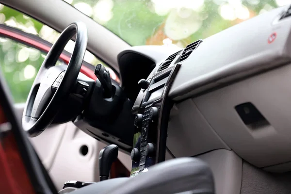 Interior Car Steering Wheel Cockpit Lever Gear Box — Stock Photo, Image