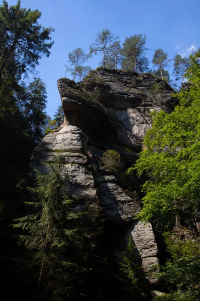 Rochers Dans Forêt Sentier Sur Route Touristique Entre Les Rochers — Photo