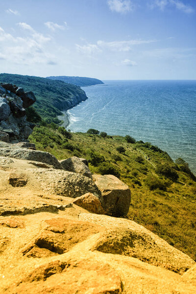 Beautiful Baltic coast of the island.Hammershus - Bornholm