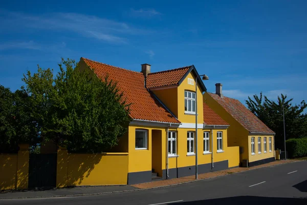 Kleurrijke Huizen Svaneke Bornholm — Stockfoto