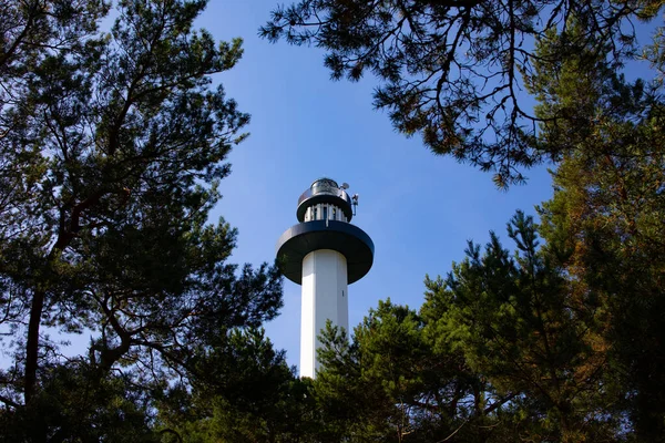 Dueodde Vuurtoren Bornholm Denemarken Duinen Aan Oostzee Toeristische Vrouw — Stockfoto