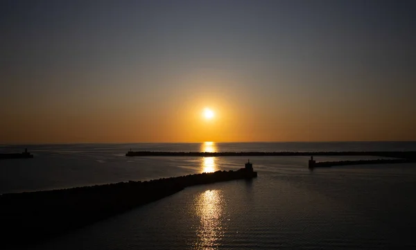 Atardecer Mar Bornholm Puerto Ronne — Foto de Stock