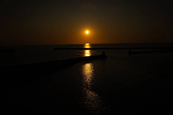 Atardecer Mar Bornholm Puerto Ronne — Foto de Stock