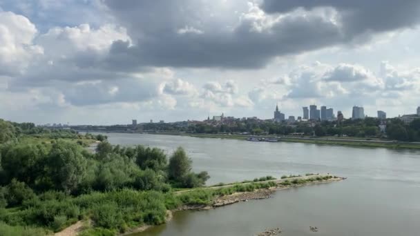 Paysage Urbain Sur Rivière Pologne Varsovie Sur Vistule — Video