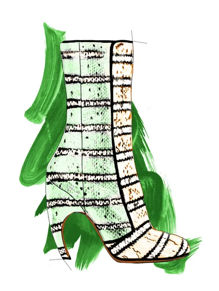 Schilderkunstige Slangenhuid Enkellaarsje — Stockfoto