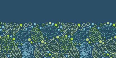 Paskalya yumurtaları beyaz arka planda dekoratif desenli. Yumurtalı, çiçekli ve yapraklı Paskalya şablonunuz kutlu olsun. Vektör düz resimleme