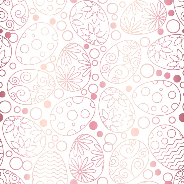 Ovos de Páscoa padrão decorativo no fundo branco. Modelo de Páscoa feliz com ovos, flores e folhas. Ilustração plana vetorial — Vetor de Stock
