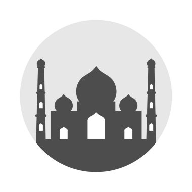 İslam gri camii, simge, beyaz arka plan üzerinde izole.