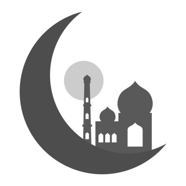 İslam gri camii, simge, beyaz arka plan üzerinde izole.