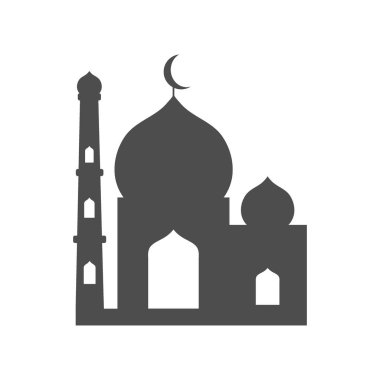 İslam gri camii, simge, beyaz arka plan üzerinde izole.