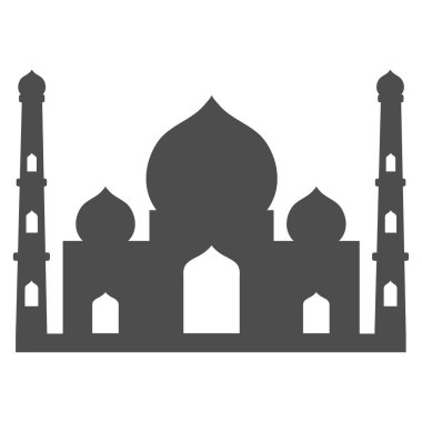 İslam gri camii, simge, beyaz arka plan üzerinde izole.